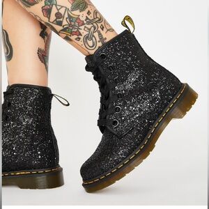 Dr. Martens Black Sparkle Ankle Boots